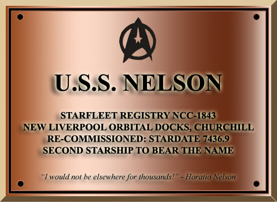The re-commissioning dedication plaque of the Miranda-class light cruiser USS Nelson NCC-1843